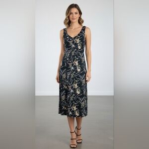 {All that Jazz} Vintage Women's Green Floral Print Sleveless Dress - Size 7/8